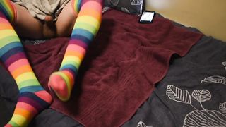 Femboy Crossdresser Jizzing in a Pair of Hip Highs