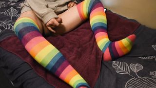 Femboy Crossdresser Jizzing in a Pair of Hip Highs