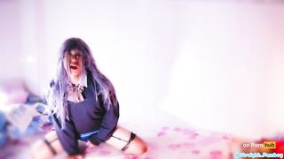 Japanese Sissy College Girl Trap Wank & Jizz