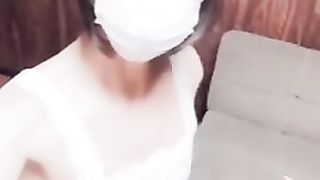 Sissy Dude is Draining FuckingMachine in Student Costume.