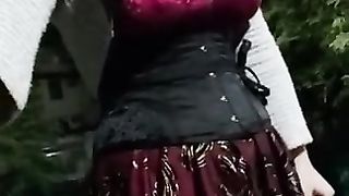 Crossdressing in a puny park at midnight ,so jumpy