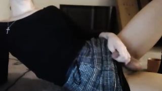 Supah ultra-cute highly thin tgirl conversing and jacking it