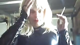 Close up towheaded smoking  - two