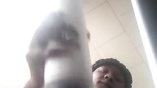 Strung Up BIG BLACK COCK Shemale Bangs Fleshlight & Blows A Load