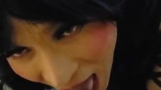 Jap sissy gurl swallows down her Dad's urinate