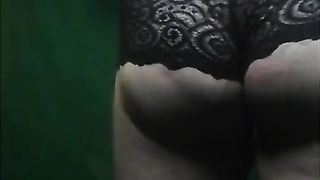 crossdresser plunging with homemade gaf