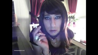Emo T-Model Chills, Smokes, And Milks Her Rod ( Indeed Jaw-Dropping )