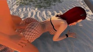 3 DIMENSIONAL She-Creature Fuckfest Game Concludes with Facial Cumshot!