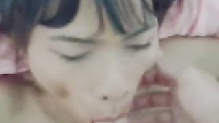 Large transgirl facial cumshot