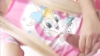 Teenage T-Girl strokes herself to climax