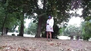 Natacha ambles by the lake