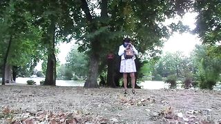 Natacha ambles by the lake