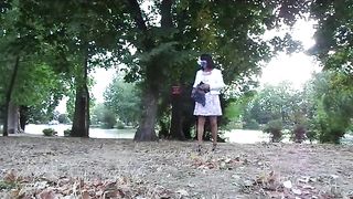 Natacha ambles by the lake