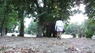 Natacha ambles by the lake