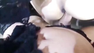 Steamy she-creature fuckin' her gf and ejaculates on her giant mammories
