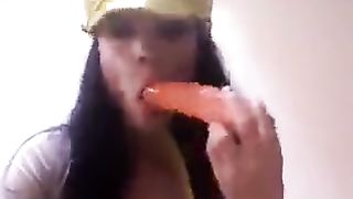 Jaws pounding myself with fat fuck stick