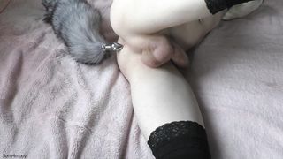 Femboy kitten plays with her backside. Part 1