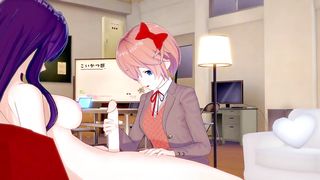 Futa Yuri x Monika[DDLC] — THREE DIMENSIONAL MANGA PORN