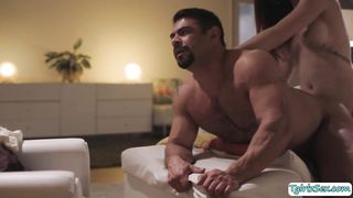 Gonzo rectal goddess transgirl Melanie Brooks taut culo gets romped