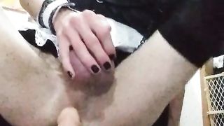 Sissy Locked in Virginity Rails Faux-Cock like a Superb Bitch