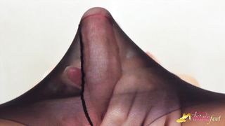 T-Nymph Jamie French toying with his pecker in stocking