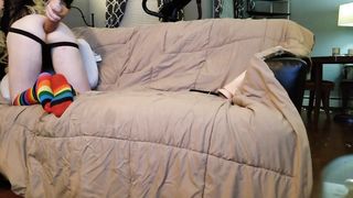 Trans Female Pulverizes BIG BLACK COCK Fuck Stick and Jizzes All Over Herself