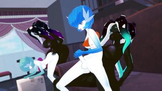 Futa Hook-Up: Gardevoir and Marina have a all out Clone Gang-Bang