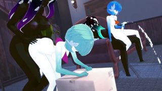 Futa Hook-Up: Gardevoir and Marina have a all out Clone Gang-Bang