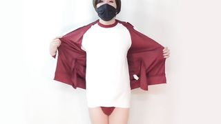 Femboy Crossdresser is Railing on Fuck Stick Linked Workout Ball in Chinese College Sports Uniform