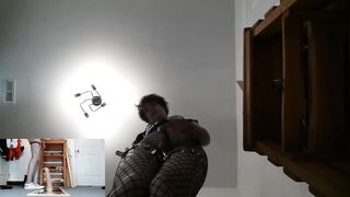 Femboy trap blows a load from railing monstrous fuck stick