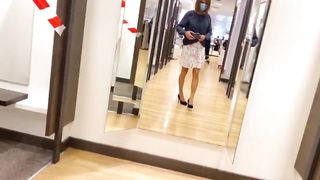 magnificent shopping trip in mini tanga an stocking