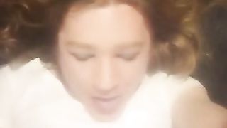 Sissy swallows pee and dildoing