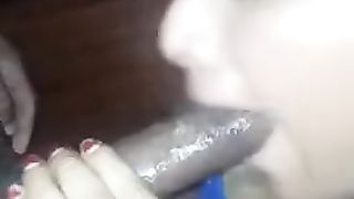 Towheaded Brazilian She-Male on my big black cock