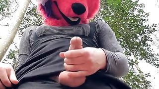 Fox Fursuiter Urinates and Pops in Woods