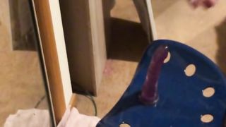 Robyn sitting on fat purple fuck stick