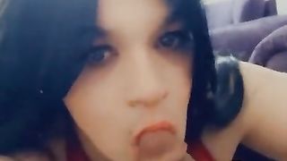 spectacular lola in molten crimson underwear enjoy to guzzle jism