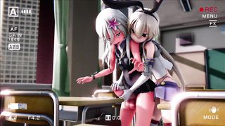 After College With Hermaphroditism Ro-chan & Shimakaze (MMD Futa)