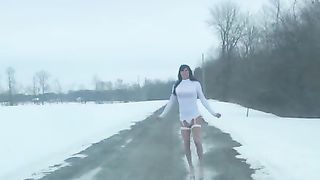 Crossdresser posing outdoor