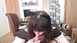 Obese t-girl deepthroats and plumbs her gf [with popshot gone wrong!]