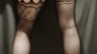 Sissy taunting you in fishnet and high stilettos