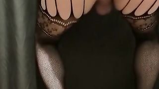 Sissy taunting you in fishnet and high stilettos