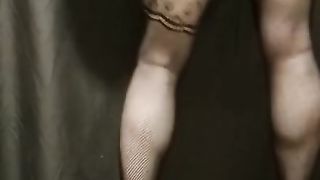 Sissy taunting you in fishnet and high stilettos