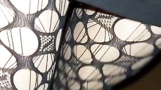 Walk in the park dressed in fishnet tights