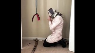 Self scarf restrain bondage Crossdresser