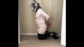 Self scarf restrain bondage Crossdresser
