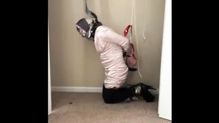 Self scarf restrain bondage Crossdresser