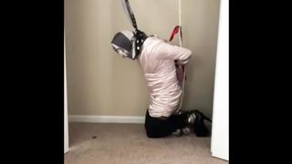 Self scarf restrain bondage Crossdresser