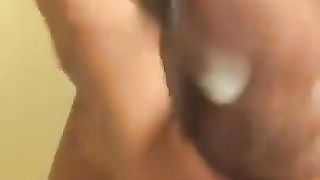 transsexual wanking big black cock in bathroom