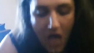 Sissy Natacha deepthroat BIG BLACK COCK and drink a good-sized fountain of jizm