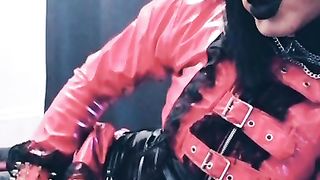 Vinyl ladyboy cockslut